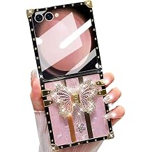 Changjia for Samsung Galaxy Z Flip 7 5G Glitter Kickstand Case, Cute Luxury Bling Sparkly Diamond Butterfly with Foldable Stand Elegant Shockproof Women Girls Protective Cover for Galaxy Z Flip 7,Pink
