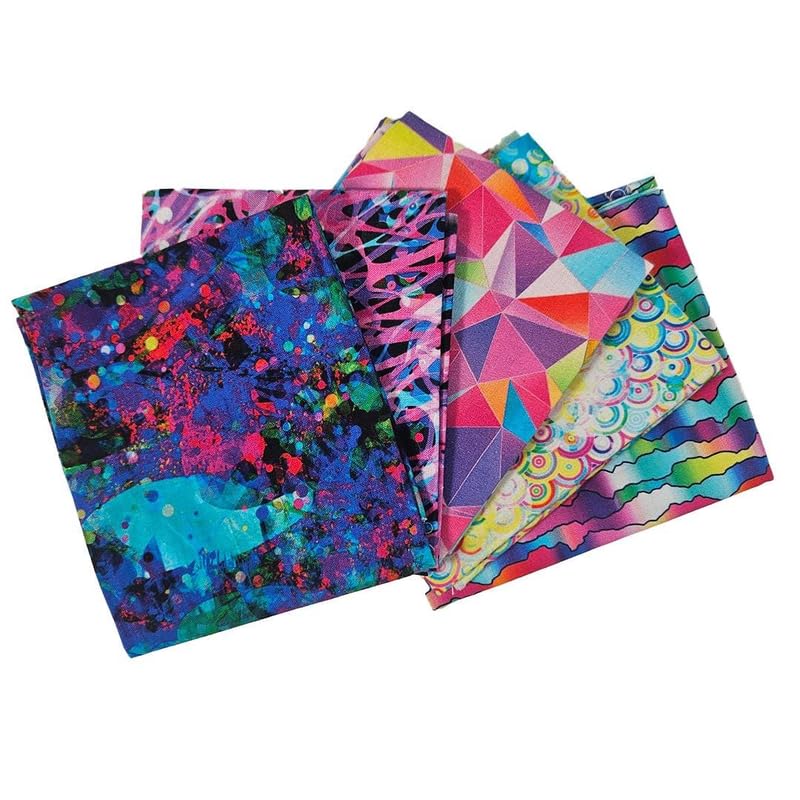 The Craft Cotton Co. 100% Cotton Multi Geo Fabric Cotton Fat Quarters 45x55cm Wide Digital Bundle for Crafting, Sewing, Quilting, Home Decor