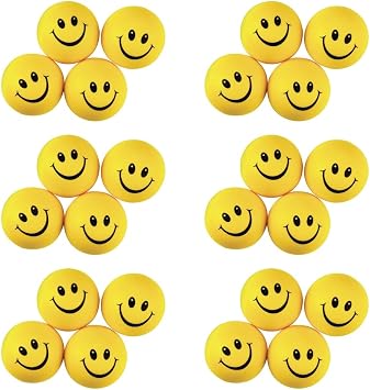 S&S Worldwide Smiley Face Stress Squeeze Balls - 2" Yellow Happy Face Pack of 24 for Stress Relief