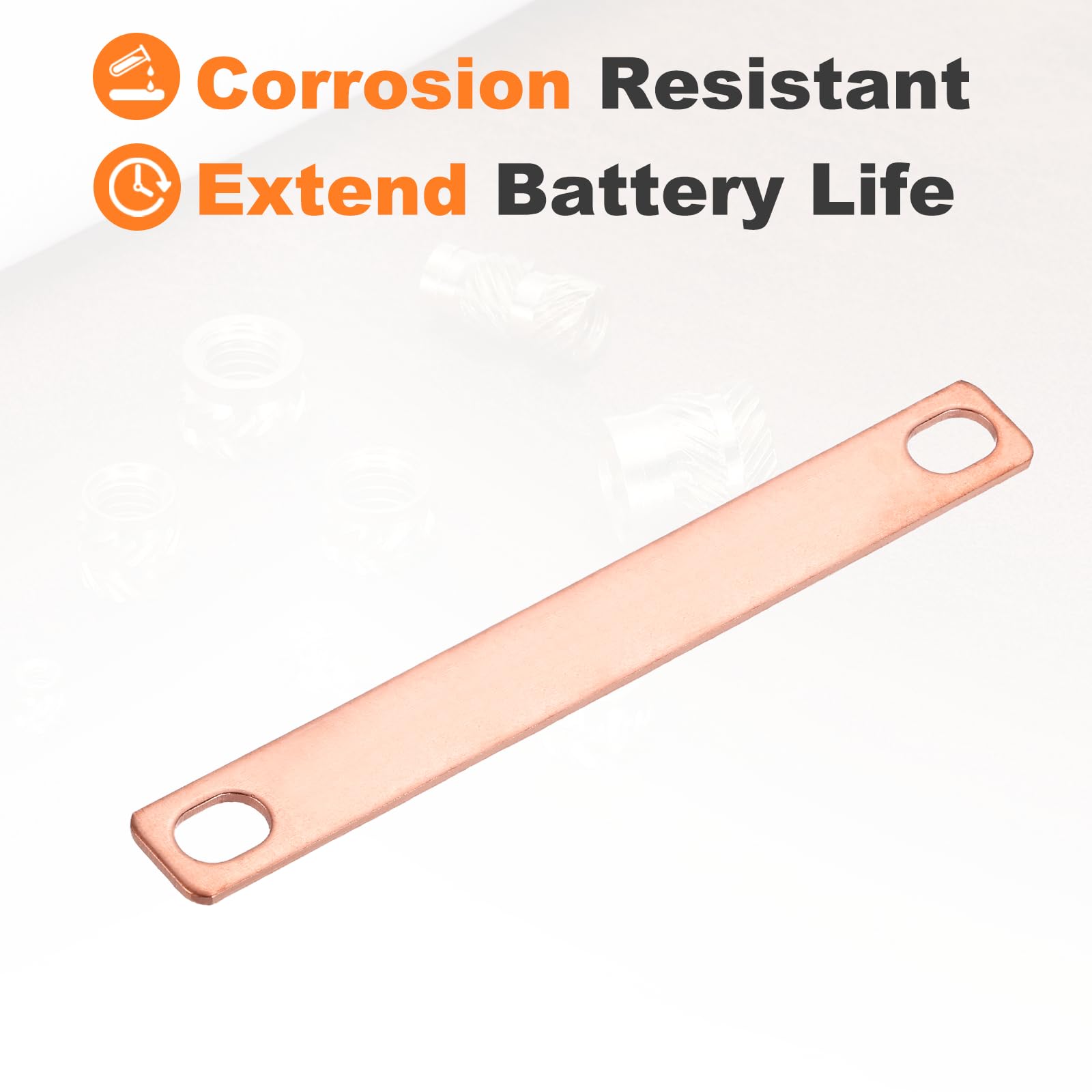 sourcing map Lot de 4 connecteurs de barre omnibus plat en cuivre rouge 80 mm pour cellules LiFePO4 - Connecteur de barre omnibus de batterie au lithium - Cuivre rouge