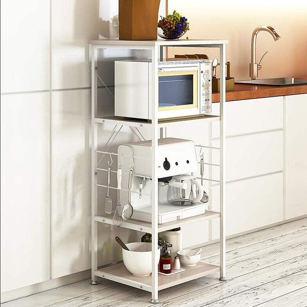 Stable Kitchen Shelf Microwave Oven Rack Multi-Functional Storage 4 Layers with Hooks(54 43 121Cm) Stand Durable