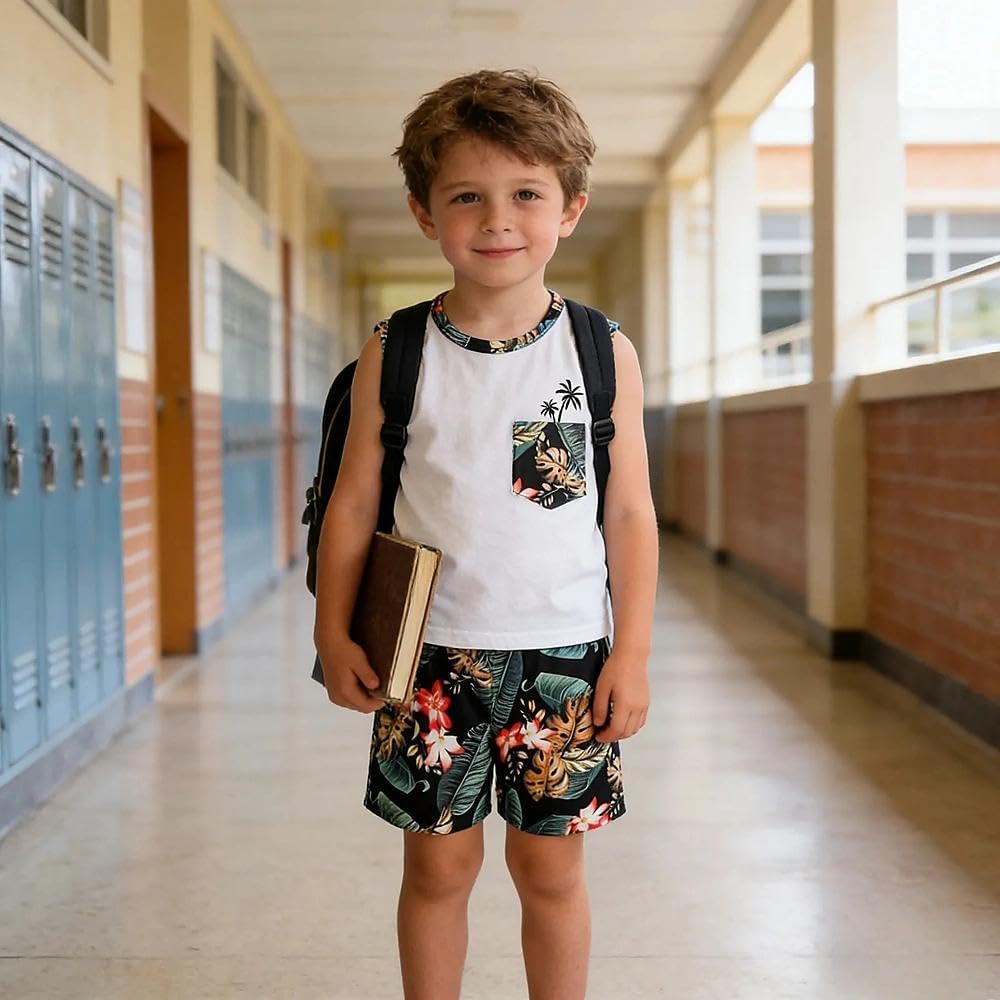 2-7 T Toddler Baby Boy Outfits Shorts Sleeve Summer Beach Cocos T Shirts + Shorts Clothing Set - Image 6