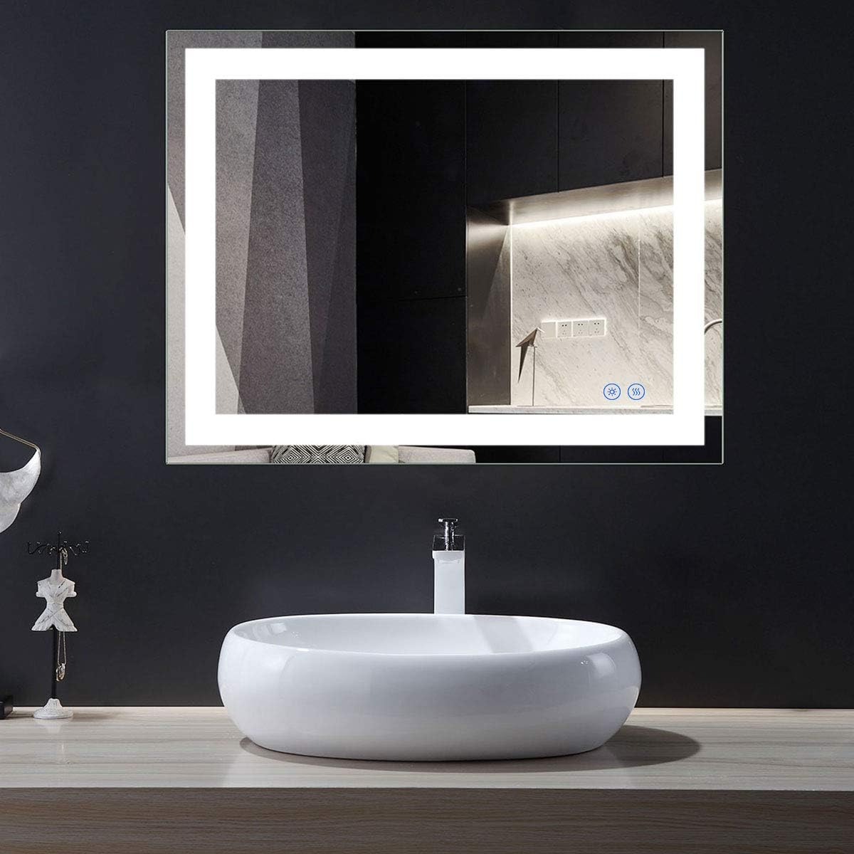 BHBL 28 x 36 Inch Backlit Mirror Bathroom,Led Bathroom Mirror with Touch Button (CK168-I) Bathroom Mirrors Wall Mounted