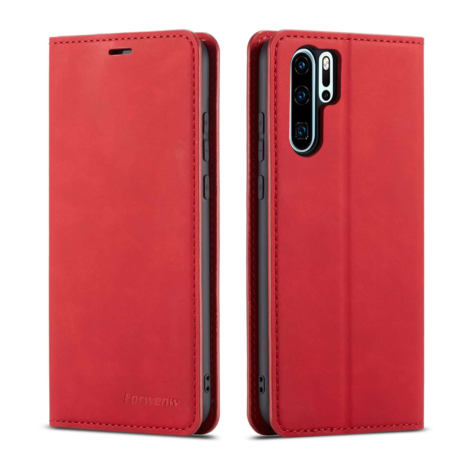 Ledertasche Für Huawei P30 Pro – Mit Kartenfach & Ständer, Schwarz, PU Leder & TPU