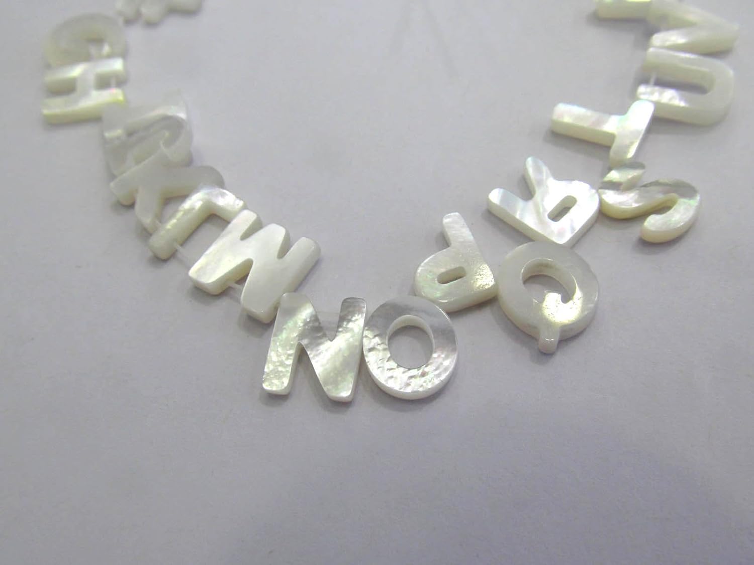 26 pcs Letter MOP Shell Cabochon White Mother of Pearl Shell Jewelry Cabochon Shell Beads 12-20mm -drilled