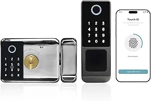 Smart Latch Double Gate Lock - Waterproof Keyless Electronic Gate Latch with Fingerprint, Passcode, Key, IC Card, and Tuya App Control