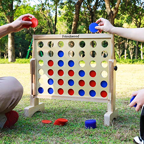 A11N 4-In-A-Row Game With Carrying Bag | 20X20 Inch Board | Premium Wooden 4 Connect Game For Family Fun #TOP5