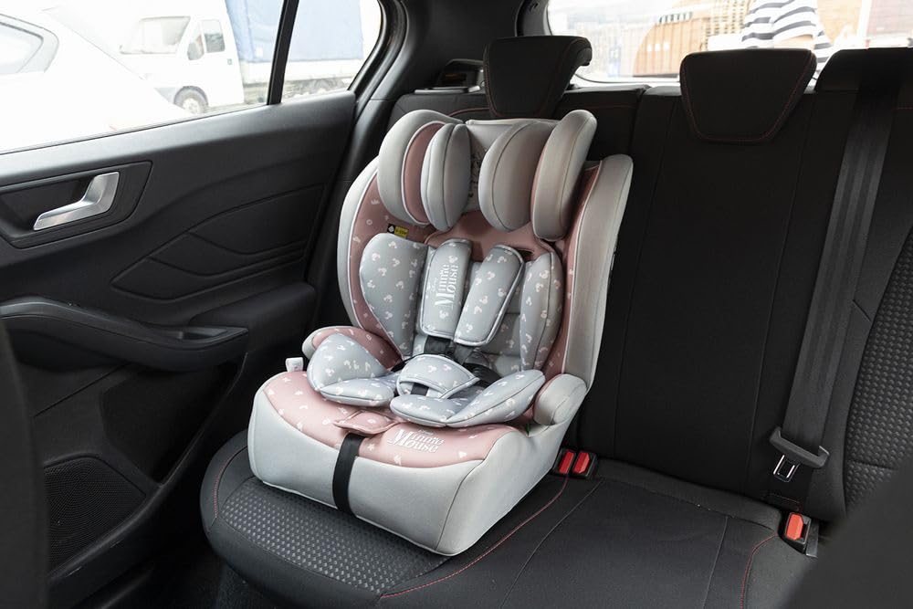 Minnie Mouse I-SIZE R129 Auto-Rückenlehne Kindersitz Mit Einer Höhe Von 76 Bis 150 Cm. Einstellbare Kopfstütze Und Zusätzliche Polsterung.