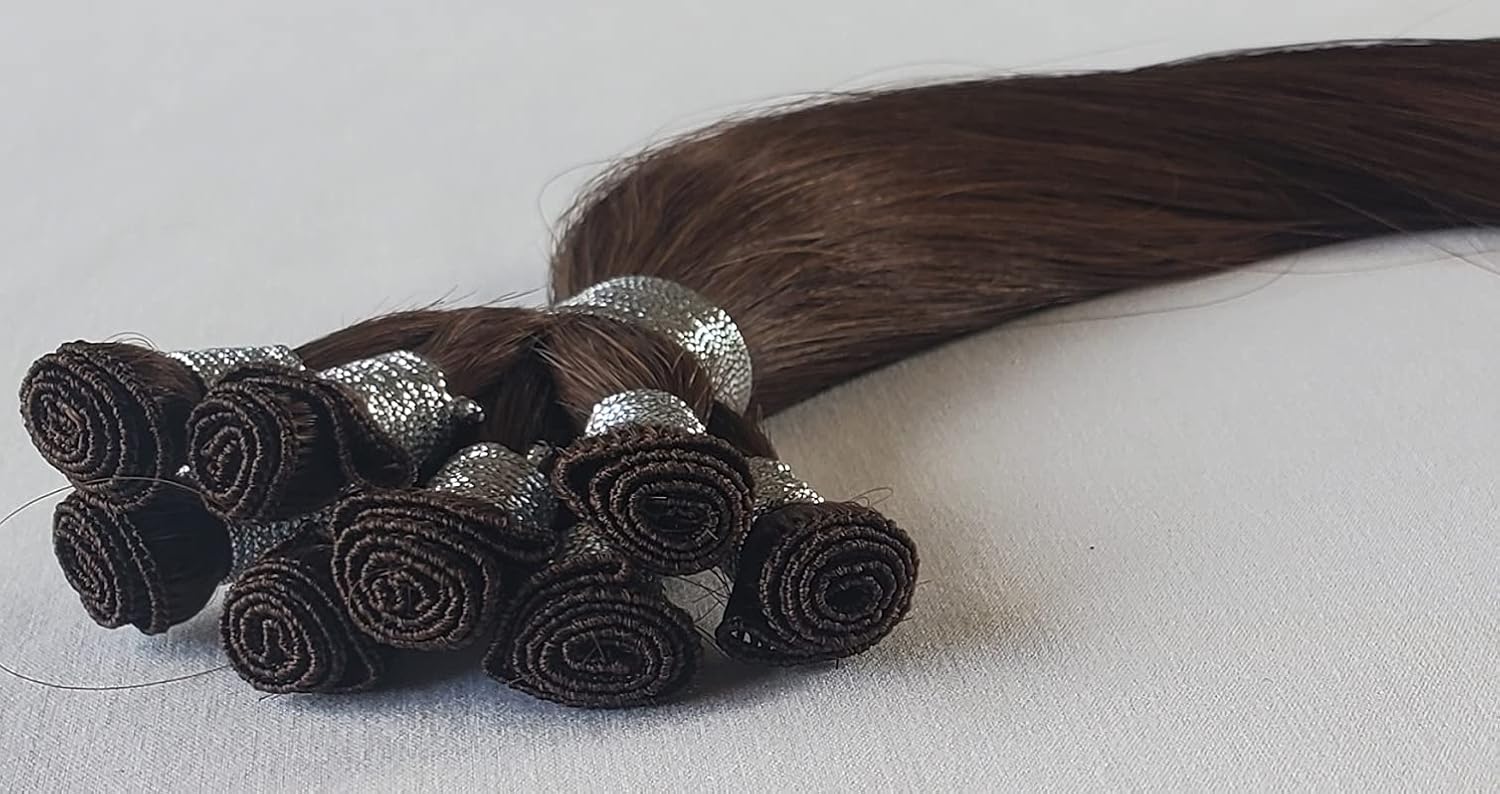 Hair Faux You 20" Hand-Tied Weft Hair, 8 Bundles, 100 grams, Soft Silky Straight,100% Human Remy Weft Hair Extensions #3 Medium Dark Brown
