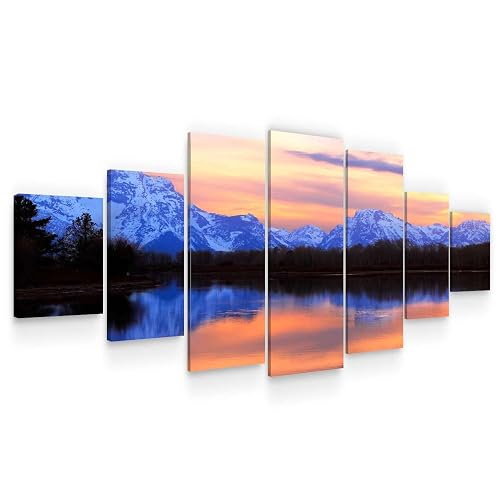 Startonight Huge Canvas Wall Art - Red Mountains and Lake