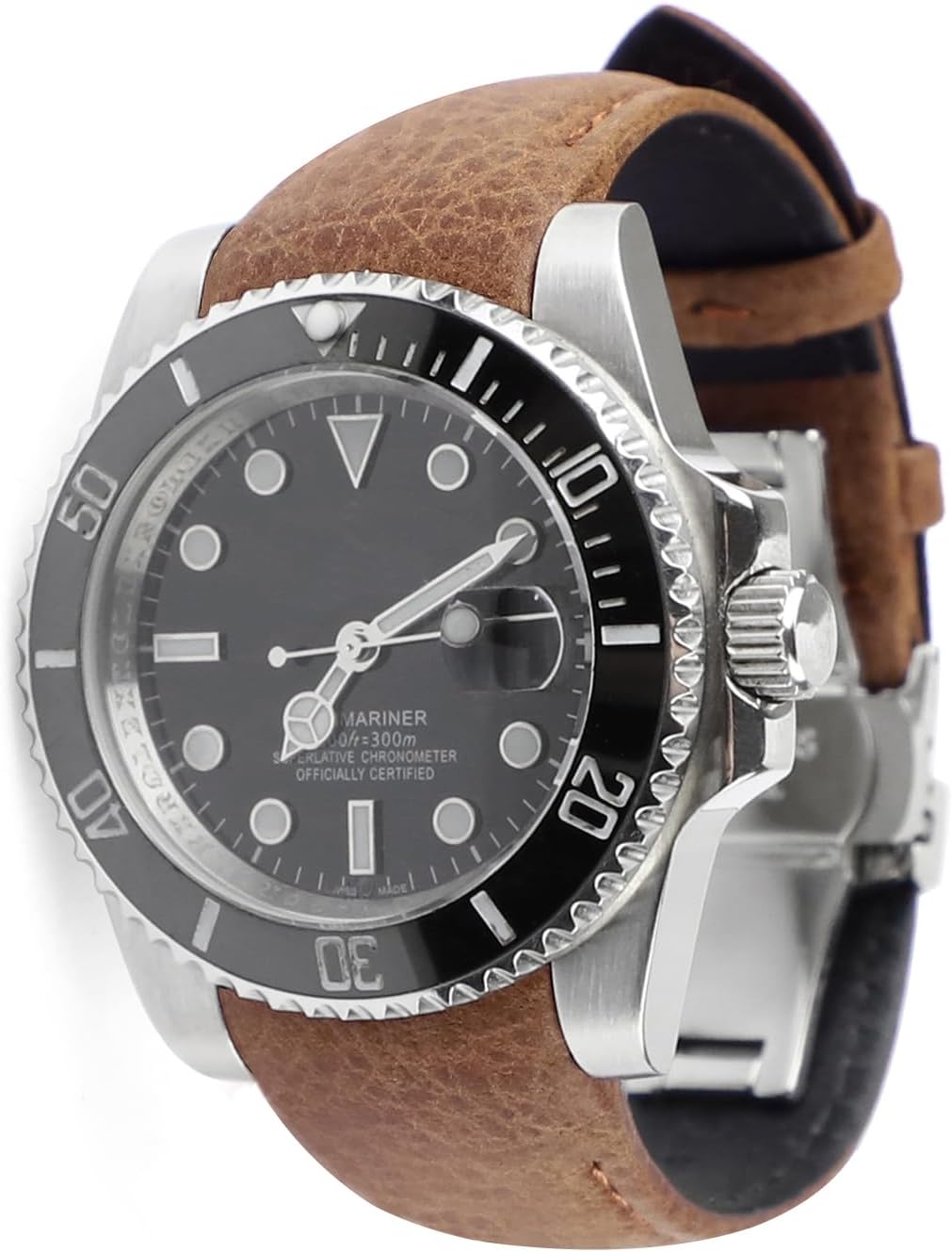 20mm Curved End Retro Leather Watch Band for Rolex