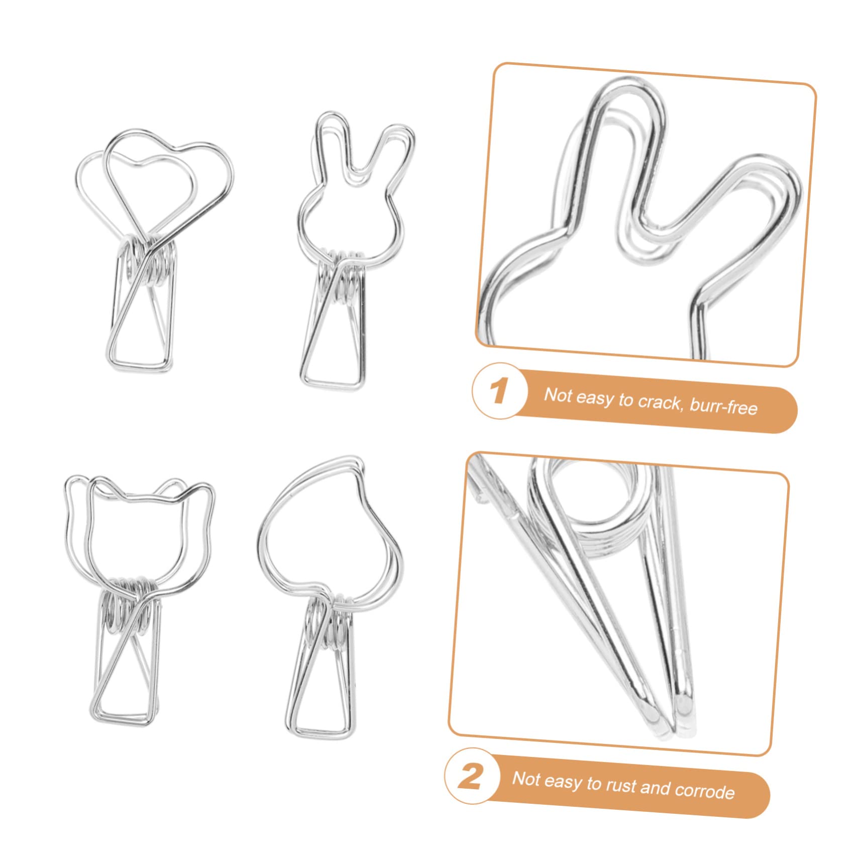 MAGICLULU 60pezzi Mollette Acciaio Inossidabile Forma Creativa Clip Per Abbigliamento Multi- Design Unico Per Uso Molletta Antivento Asciugare Vestiti