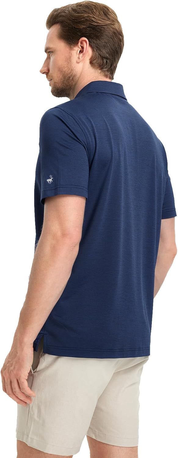 Rouen Mens Golf Shirts Short Sleeve Quick Dry Breathable Active Heather Jacquard Regular Fit Casual Polo Shirts for Men - Image 3