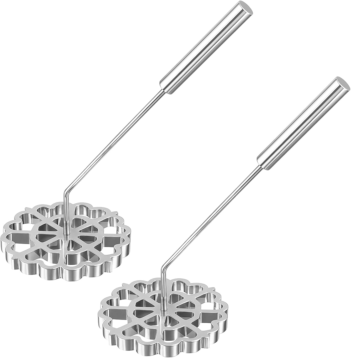 Teenyyou 2 Set 4.7 Inch Bunuelos Mold with Handle Aluminum Achappam Rosette Maker Kit Cookie Cake Bunuelos Tool Cast Waffle Molds Set for Kitchen Baking Cooking Housewares (Aluminum)