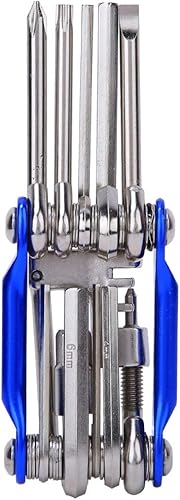 Miniatura 9 de plplaaoo Kit de herramientas de reparación de bicicleta de montaña, multiherramienta de bicicleta de metal ligero, juego de herramientas de