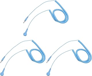 QUARKZMAN ESD - Cable de conexión a tierra (500 cm/197 pulgadas, antiestático con punta de farolillo + hebilla para eliminar la electroestática del conductor, paquete de 3 unidades), color azul