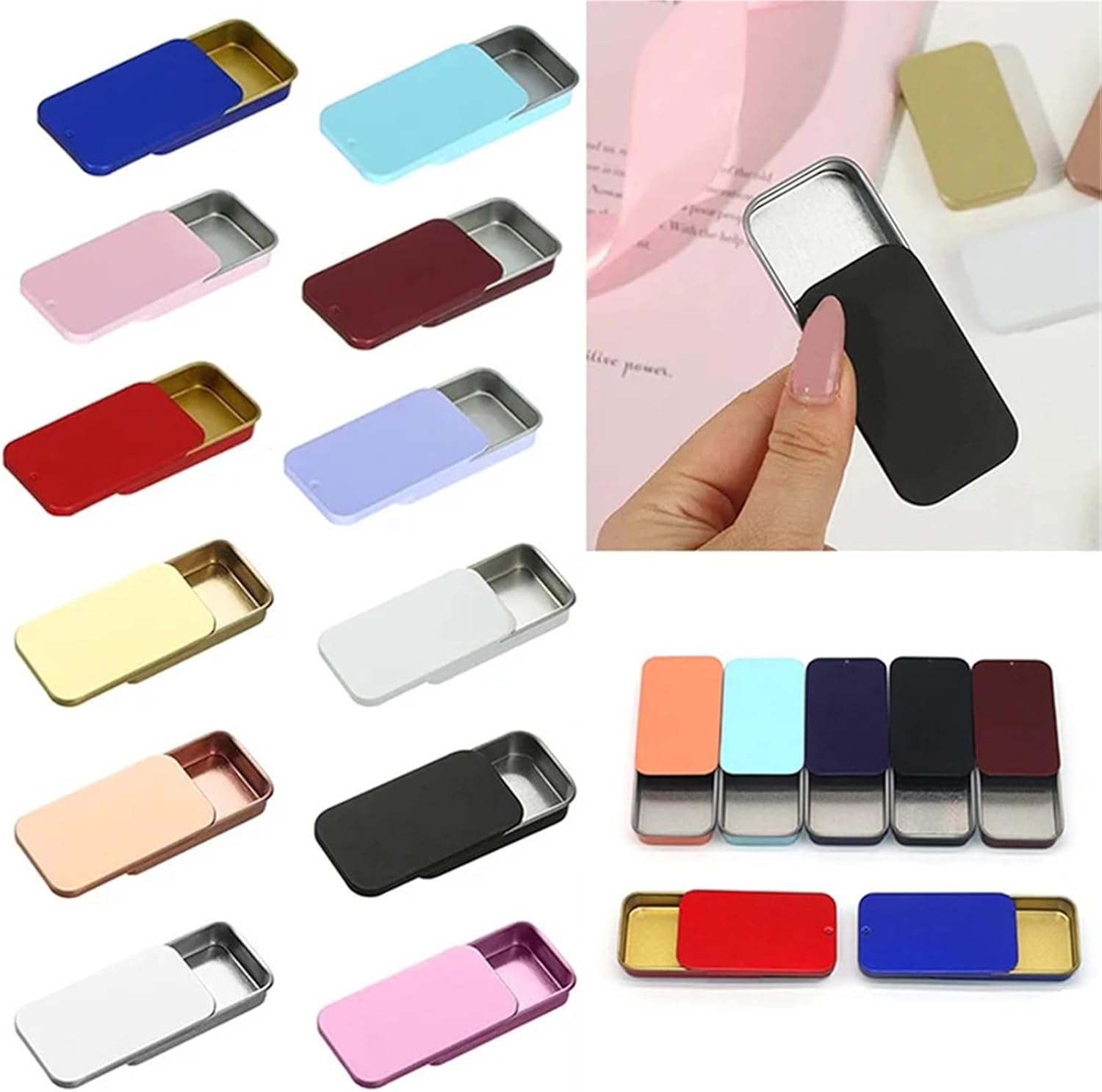 Bird Training Food Jar 30PCS Tinplate Box Slide Lid Push Pull Box Drawer Balm Box Portable Box Mini Aromatherapy Jar Candy Small Iron Box Gift Box for Canary Finch Outdoor Use(Pink)