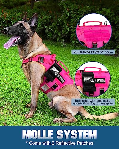 Image of PETNANNY Tactical Dog Harness - No-Pull Service Vest for Large Breeds, with Hook & Loop Patch Panel & MOLLE System | Padded Handle for Walking, Hiking & Training (Pink,XL)