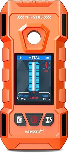 NOYAFA Rechargeable Stud Finder Wall Scanner, 6 in 1 Electronic Wall Detector | Positioning Hole HD LCD Display, Audio Alarm, Accurately Detects Wood, Metal Studs, Live AC Wires, Joists and Pipes