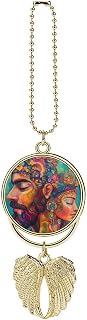 African American Couple Painting Cute Car Rear View Mirror Hanging Accessories Auto Interior Decor Ornament Pendant