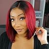 West Kiss Red Lace Front Wigs Human Hair Red Bob Wig with Dark Roots 1BRed Straight 4x4 Lace Closure Red Wigs for Black Women 180 Density Pre-plucked with Baby Hair 12 Inch