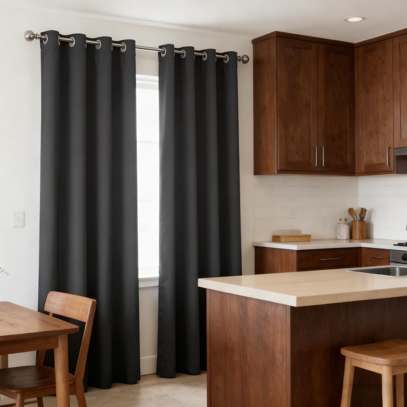 Rideaux opaque thermique anti froid et bruit gris 110x220 cm