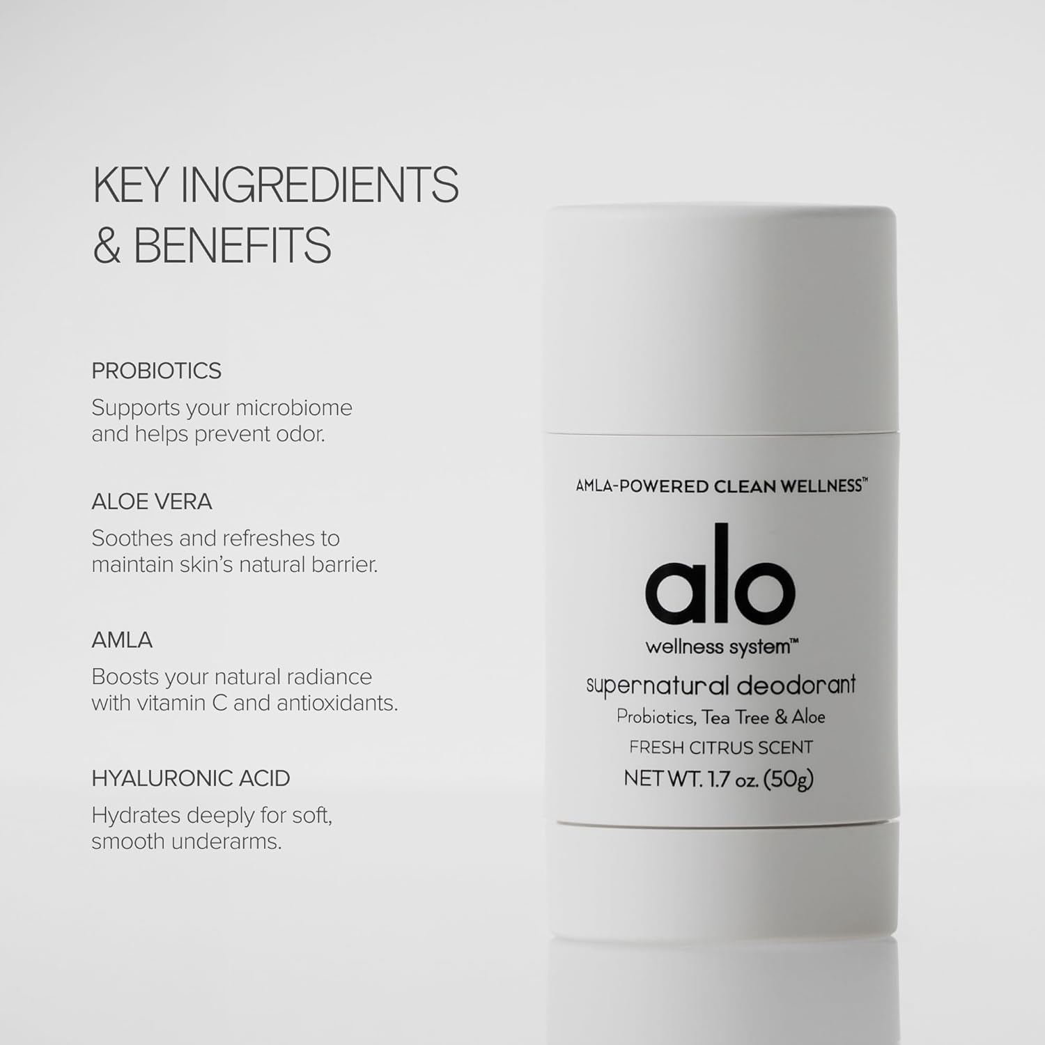ALO Yoga Alo Supernatural Deodorant - Citrus Scented + Unscented - Long-Lasting, Skin-Saving, Soothing Deodorant - Aluminum & Baking Soda-Free - 1.7 Oz (2 Pack)