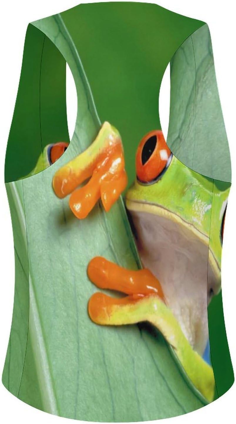 Frog Behind Leaf Women's Suit Vest V Neck Button Down Waistcoat Jacket Business Casual Tops