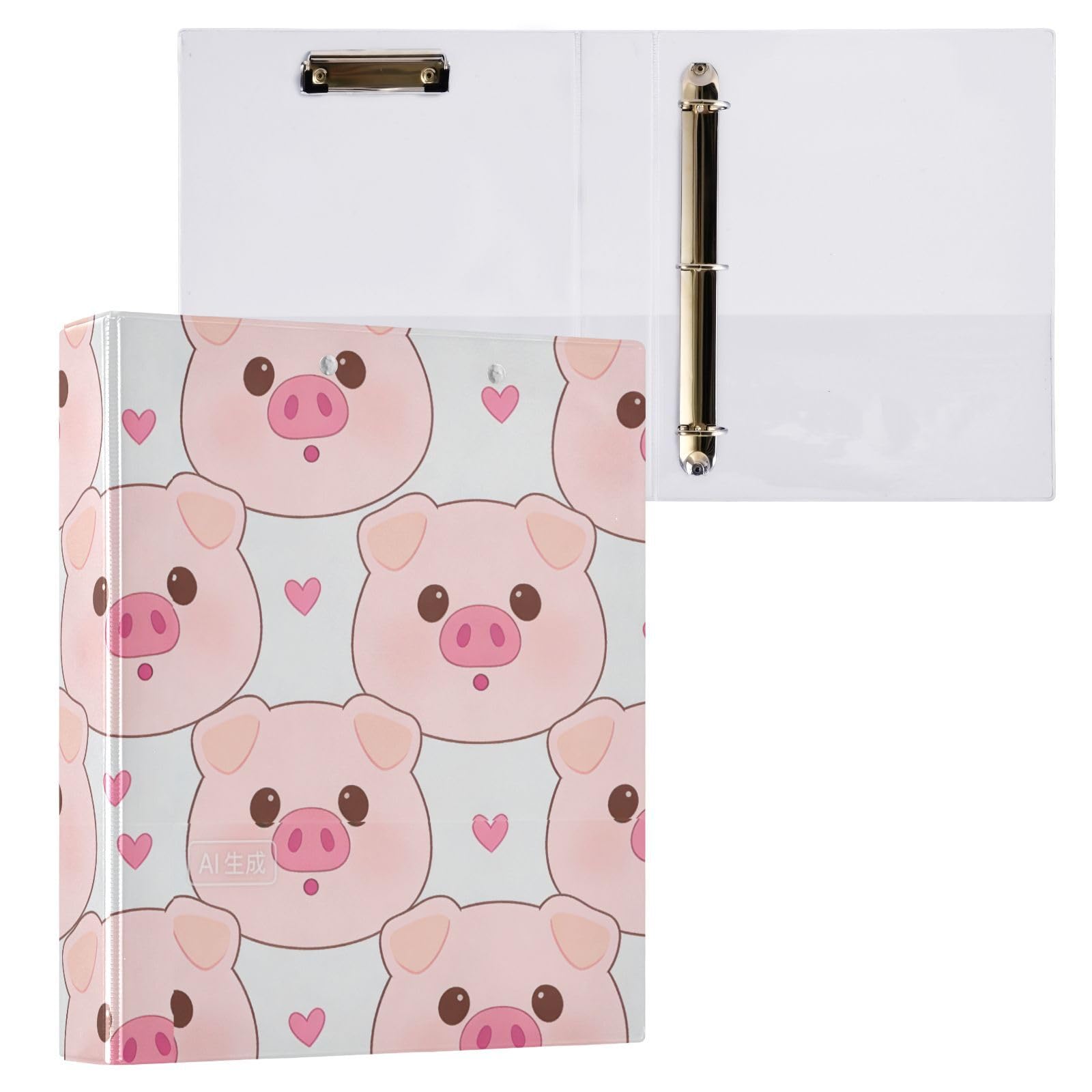 Raccoglitori per quaderni da 1,2 cm e mezzo con maialino rosa cartoonish