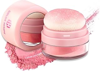 Color Nymph Cushion Blusher, Micro-Shimmer Face Blush For Cheek Mushroom Air Cushion Blush Highly Pigmented Makeup For Olive/Beige Skin Easy to Blend Highly Pigmented 03# Pink
