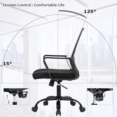 Miniatura 6 de BestOffice Silla de computadora, silla de oficina, silla de escritorio barata, giratoria, ergonómica, soporte lumbar ejecutivo, silla de malla,