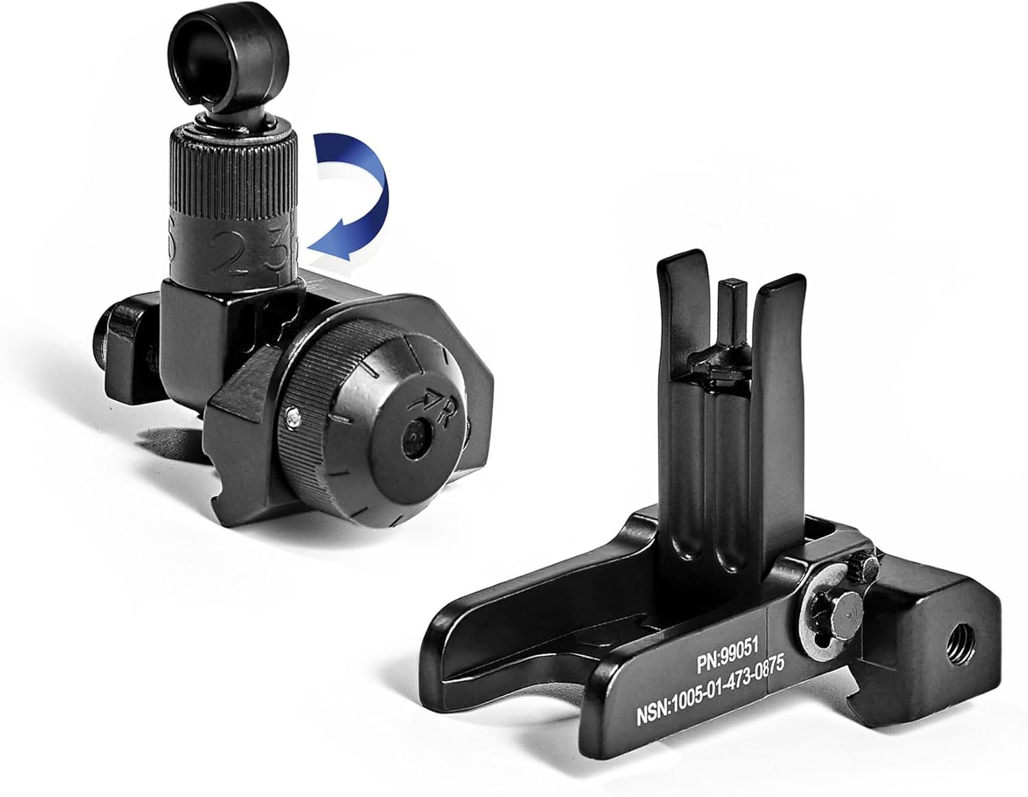 Rapid Transition Backup Metal Sights，KA600 Flip Up Fold Front and Rear Iron Sights Set，Left Right Adjustable Rotate，for 20mm Rail