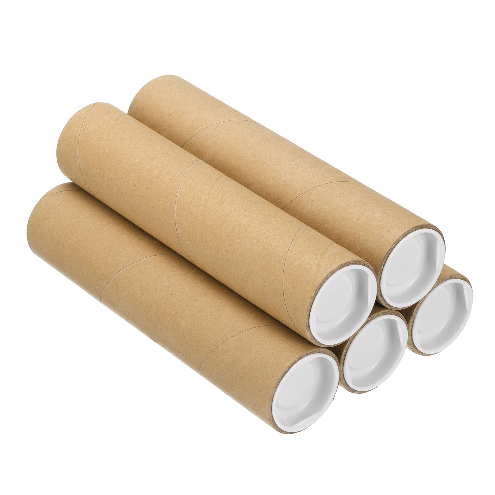 PATIKIL Postal Tube, (200 x 40mm, Brown) (5 Set) Kraft Mailing Tubes Poster Packaging Tube with Caps, Suit for - Shipping Storing Protecting Posters/Artwork Documents/Blueprint
