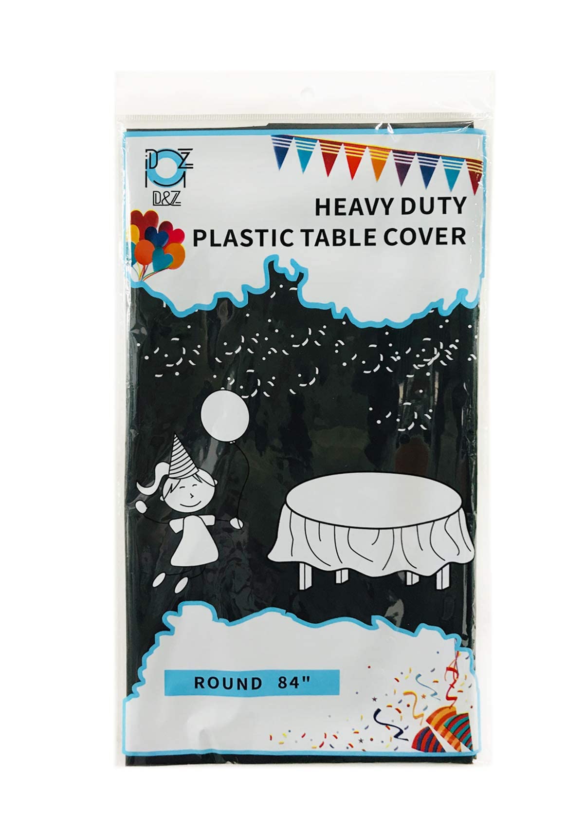 Amazon.com: D&Z 12 Pack Black Plastic Tablecloth Table Cloth 84" Round  Disposable Table Cover for Party Birthday Wedding Christmas Thanksgiving :  Home & Kitchen