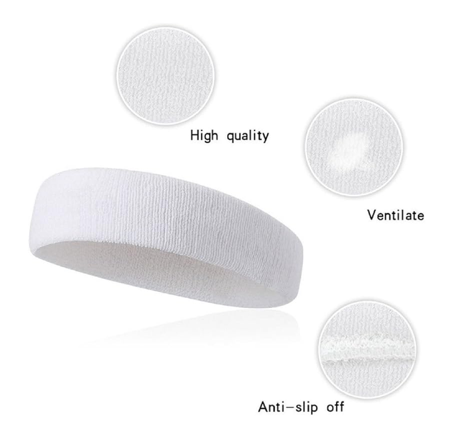 Sweat Bands / Headbands for Women Men / Elastic Headband, Sports Sweatband, Athletic Stretchy Head Band, Workout Running Basketball Tennis, Moisture Wicking Terry Cloth Set Keep Sweat Hair Out (Black)