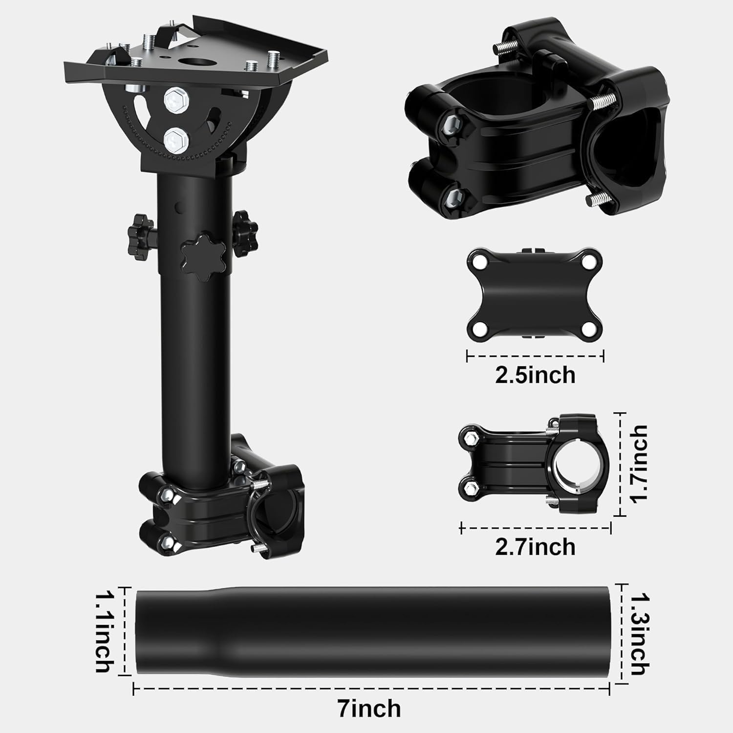 Starlink Mini RV Mount for Ladder, 160° Angle Adjustable & Solid Star-Link Pipe Adapter, Aluminium Alloy Starlink Pole Mount for RV Ladder, SUV Frame or Yachts (Fits 0.9-1.1" Poles)