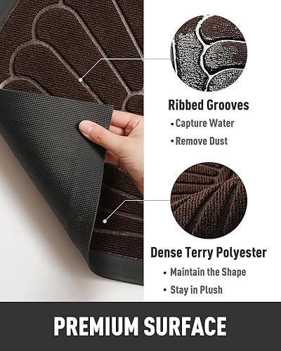 Miniatura 5 de Tapete para puerta de entrada al aire libre e interior, semicircular, de goma duradera, antideslizante, para entrada exterior, entrada, atrapador de