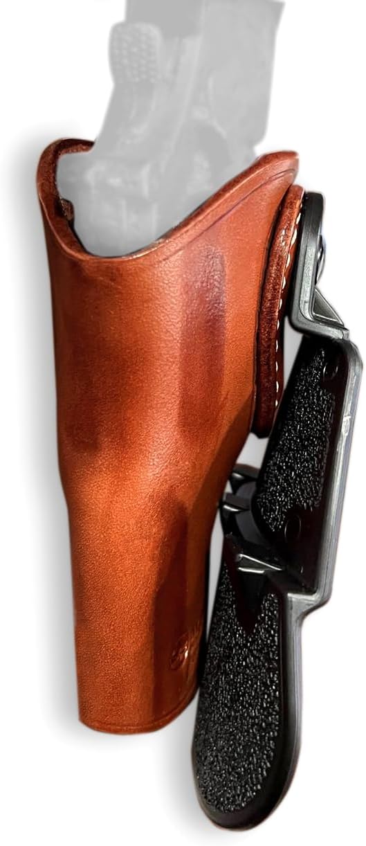 Premium Leather OWB Paddle Holster with Open Top Fits, GP-100 357 Magnum 6-Shot 2.50" Barrel, Right Hand Draw, Brown Color #1515#