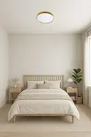 Plafon LED Moderno 40cm (36W) e 50cm (48W) | 3 Cores (3000K-6000K) | Redondo ou Quadrado (30cm Redondo Madeira Clara)