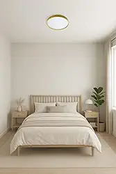 Plafon LED Moderno 40cm (36W) e 50cm (48W) | 3 Cores (3000K-6000K) | Redondo ou Quadrado (30cm Redondo Madeira Clara)