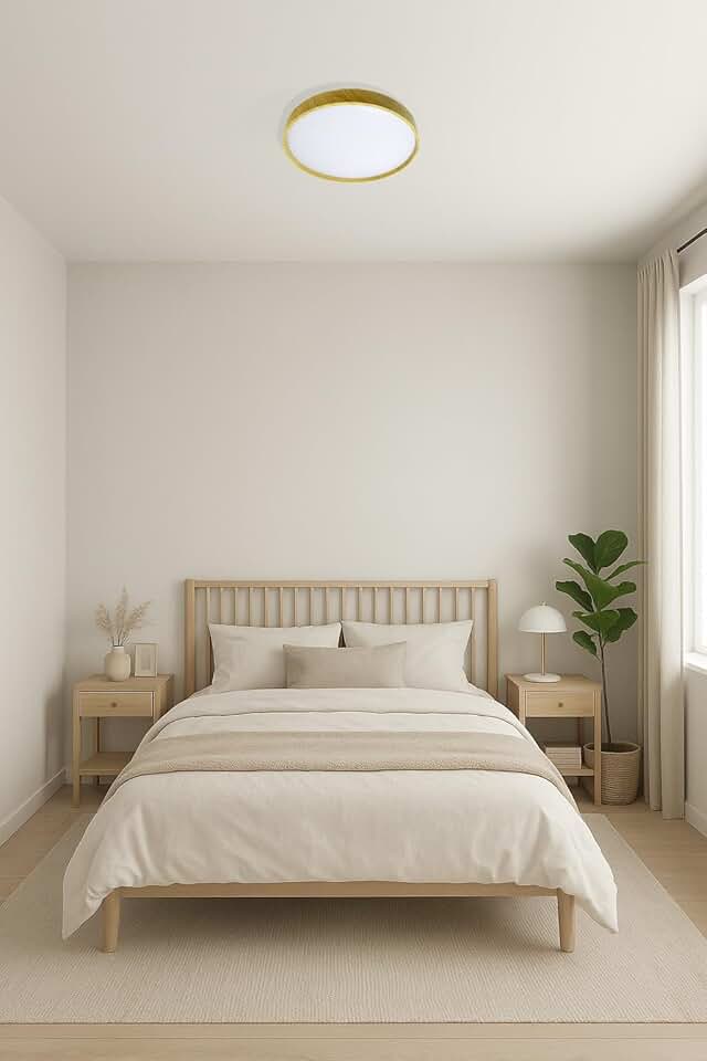 Plafon LED Moderno 40cm (36W) e 50cm (48W) | 3 Cores (3000K-6000K) | Redondo ou Quadrado (30cm Redondo Madeira Clara)