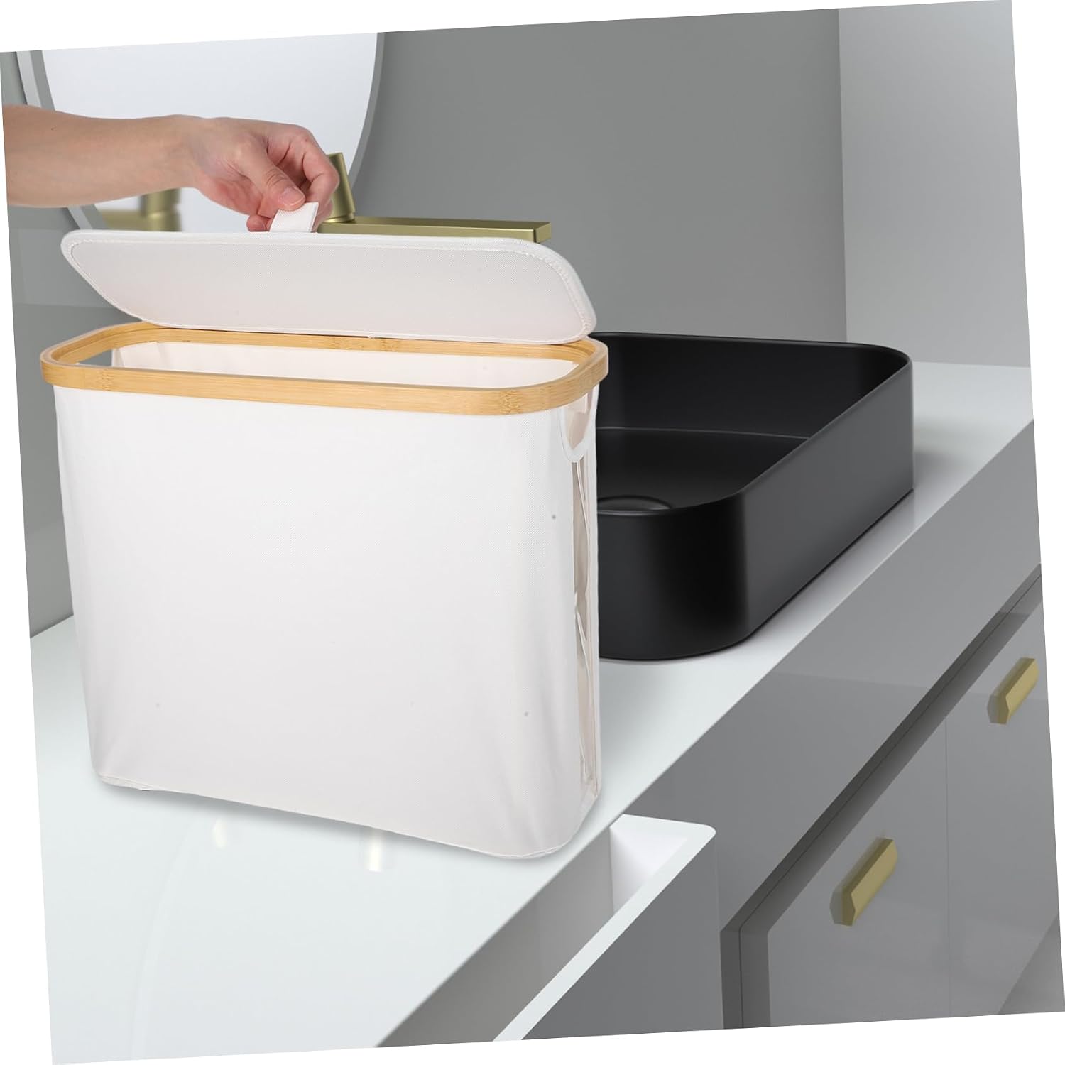 LIFKOME Toilet Paper Storage Holder with Lid Foldable Tissue Basket for Easy Viewing Organizer for Bathroom Kitchen and Living Room Stylish and Design