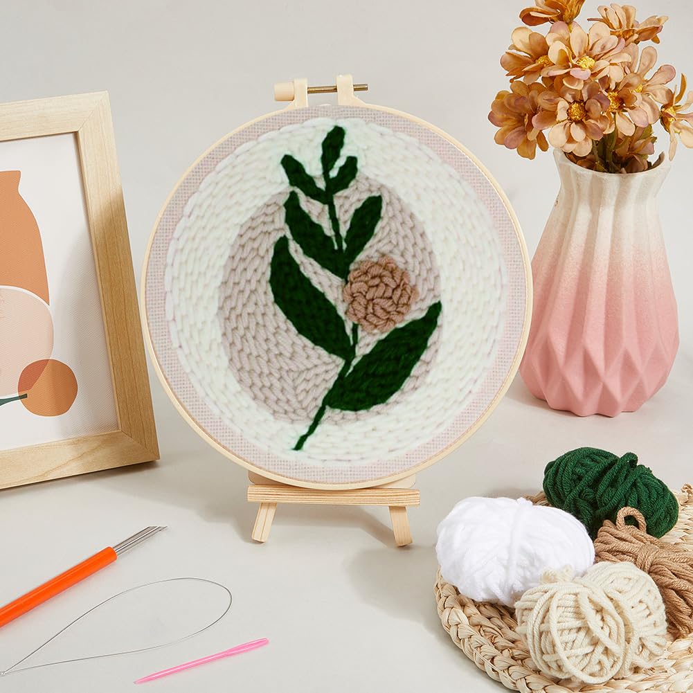 Kit de Agujas para Perforar Hojas Kits de Bordado con Punzón de Hilo Y Estante de Madera Agujas de Coser Patrones de Tela de Bordado Estampados para Adultos Y Principiantes Confección de Pren