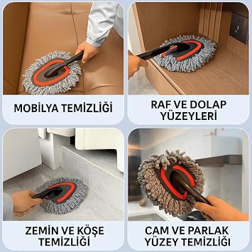 Coofbe 2 ADET Set Profesyonel Püsküllü Mikrofiber Araç Yıkama Fırçası Toz Alma Fırçası Araç Paspası