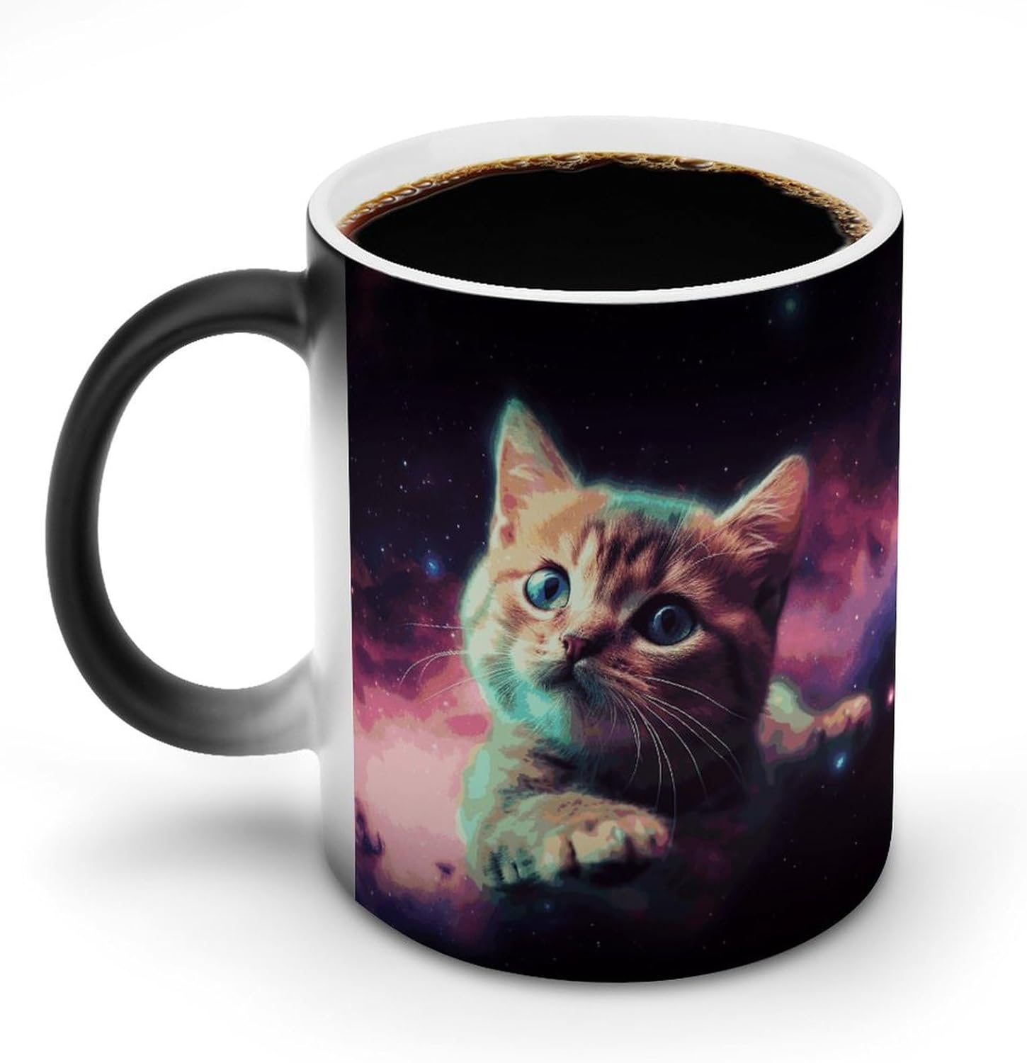 Color Changing Mug Galaxy Cat Baby Printed Ceramic Coffee Mug Heat Changing Sensitive Mug Magic Heat Changing Coffee Mug Novelty Coffee Mugs