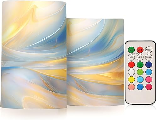 Vista 141 de Velas parpadeantes sin llama, velas LED moradas de mariposa lavanda con temporizador remoto, juego de 2 velas a pilas para San Valentín, boda