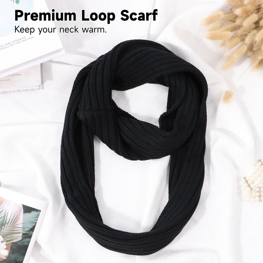 Cappello invernale da donna, guanti touchscreen, sciarpa foderata in velluto, accessori comodi per il freddo