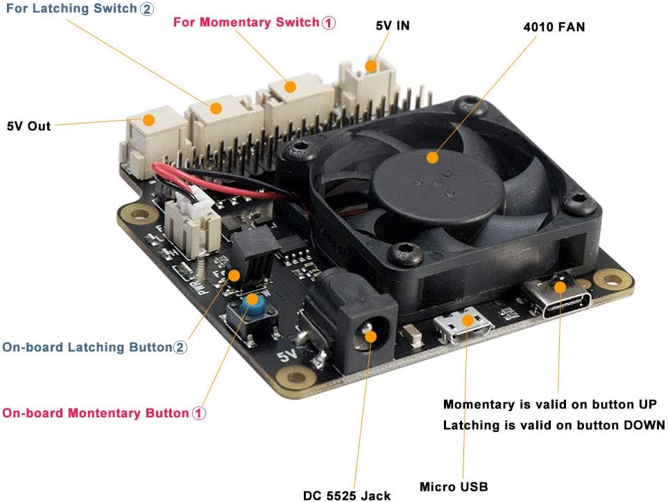 Hottest Sale For Raspberry Pi 4B 3B+ 3B X735 V2.0 Power Management with Safe Shutdown and Auto Cooling Expansion Board with TYPE C Power Port, 40 PIN Connector