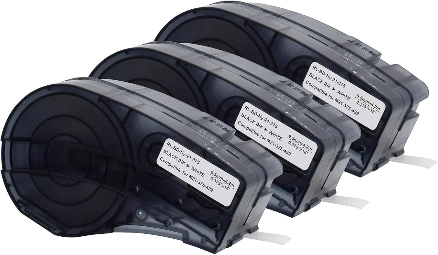 M21-375-499 Nylon Label Tape - M210 Labels for Cable Wire, Compatible with BMP21 Plus BMP21 Lab Printer, Black On White, High Adhesion, High & Low Temperature Resistantance