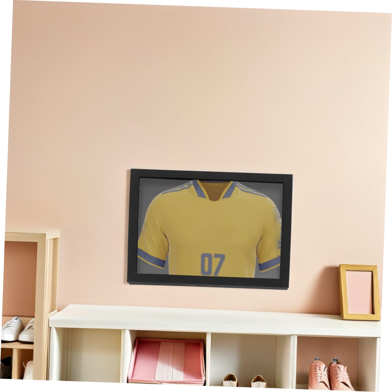 Toyvian Marco de Exhibición de Camisetas de Fútbol Negro 14x18 de Madera